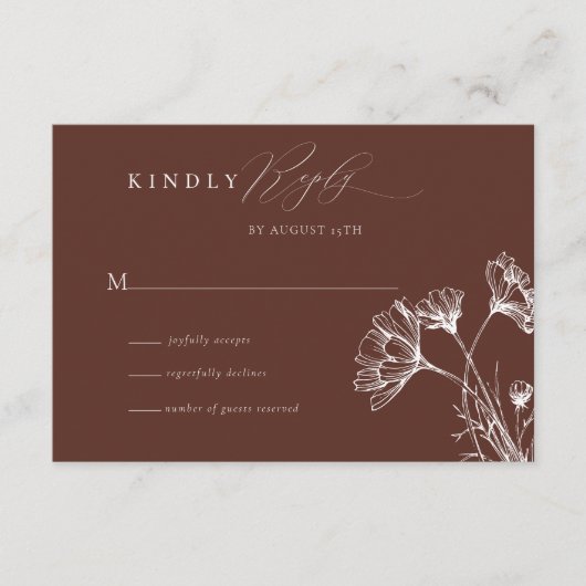 Carte D'accompagnement Fleur sauvage Boho Chic Wedding RSVP (Devant)