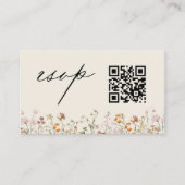 Carte D'accompagnement Fleur sauvage Boho Crème RSVP QR Code Mariage (Devant)