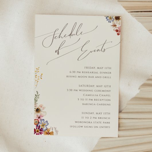 Carte D'accompagnement Fleur sauvage Boho | Jardin beige Calendrier des é