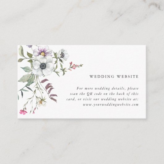 Carte D'accompagnement Fleur sauvage botanique | Site Mariage Code QR (Devant)