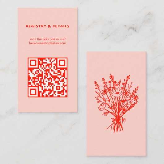 Carte D'accompagnement Fleur sauvage Bouquet Rustique Whimsical QR Code B (Devant / Derrière)