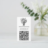 Carte D'accompagnement Fleur sauvage Bouquet Whimsical QR Code Gras Marié (Debout devant)