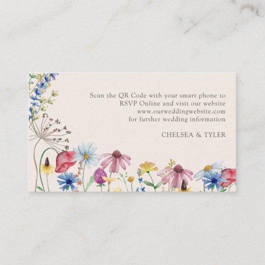 Carte D'accompagnement Fleur sauvage Charm en ligne RSVP QR Code Mariage (Dos)