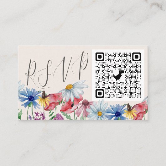 Carte D'accompagnement Fleur sauvage Charm en ligne RSVP QR Code Mariage (Devant)