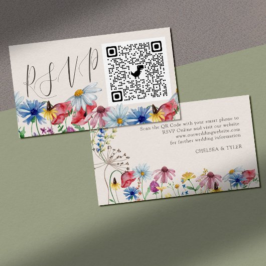 Carte D'accompagnement Fleur sauvage Charm en ligne RSVP QR Code Mariage