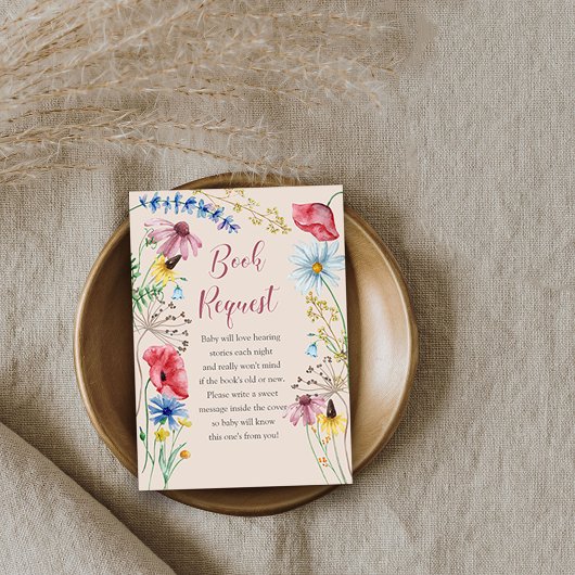 Carte D'accompagnement Fleur sauvage Charme Baby shower Demande de réserv