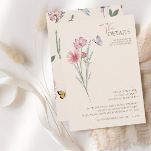 Carte D'accompagnement Fleur sauvage coloré simple Détails du Mariage Flo