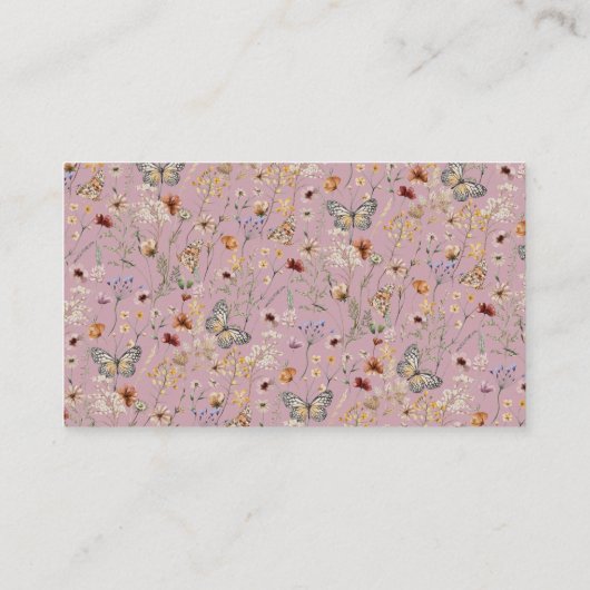 Carte D'accompagnement FLEUR SAUVAGE d'affichage PInk Boho douche (Dos)