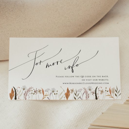 Carte D'accompagnement Fleur sauvage d'automne Boho | Site Mariage