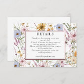 Carte D'accompagnement Fleur sauvage de printemps | Boho Chic Mariage | D (Devant / Derrière)