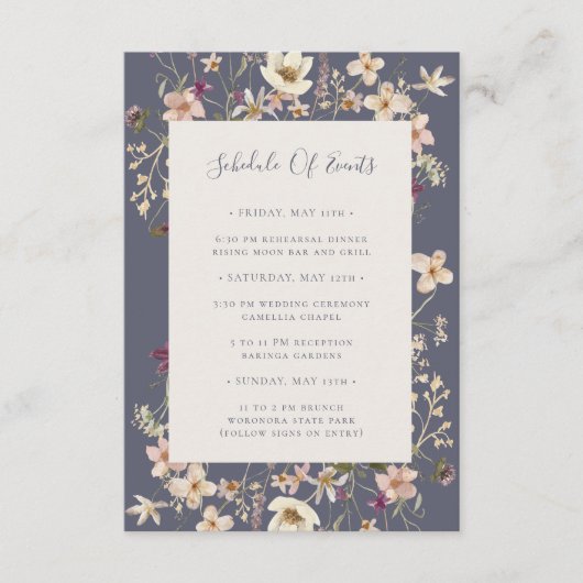 Carte D'accompagnement Fleur sauvage de printemps Dusty Purple Horaire de (Devant)