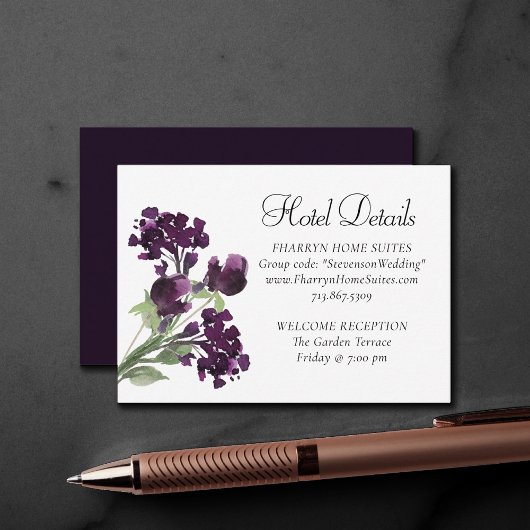 Carte D'accompagnement Fleur sauvage | Deep Purple Bohemian Flower Hotel 
