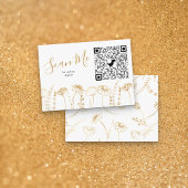 Carte D'accompagnement Fleur sauvage d'or croquis en ligne RSVP QR Code