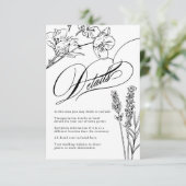 Carte D'accompagnement Fleur sauvage Elegant Gothique Mariage Détails Enc (Debout devant)