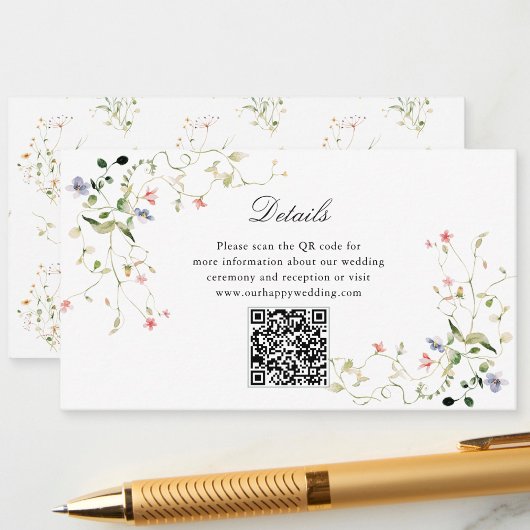 Carte D'accompagnement Fleur sauvage Elégant Jardin Moderne Mariage Flora