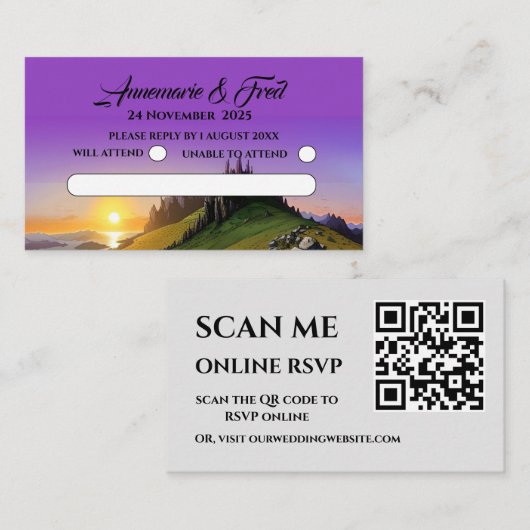 Carte D'accompagnement Fleur sauvage en ligne RSVP/QR Code Mountain (Devant / Derrière)