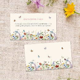 Carte D'accompagnement Fleur sauvage et papillons colorés