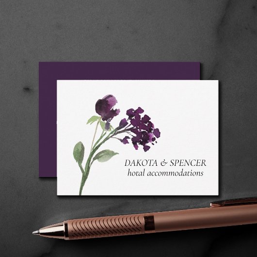 Carte D'accompagnement Fleur sauvage | Fleurs de Bohême violet profond Dé