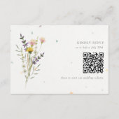 Carte D'accompagnement Fleur sauvage Floral Garden QR Code Mariage RSVP (Dos)
