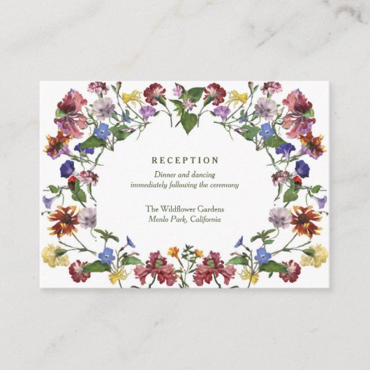 Carte D'accompagnement Fleur sauvage Frame Rustique Boho Mariage Réceptio (Devant)
