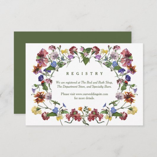 Carte D'accompagnement Fleur sauvage Frame Rustique Boho Mariage Réceptio (Devant / Derrière)