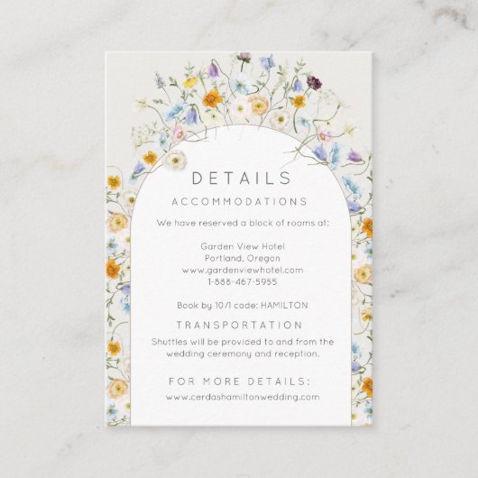 Carte D'accompagnement Fleur sauvage Garden Spring Détails Mariage (Devant)