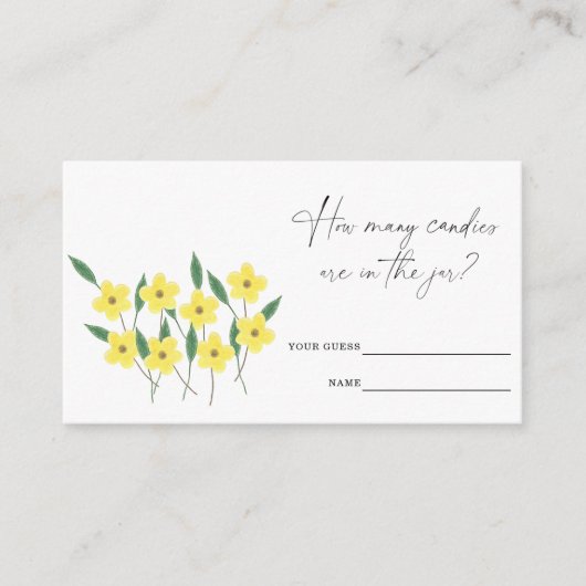 Carte D'accompagnement Fleur sauvage Jaune Devinez combien de bonbons jeu (Devant)