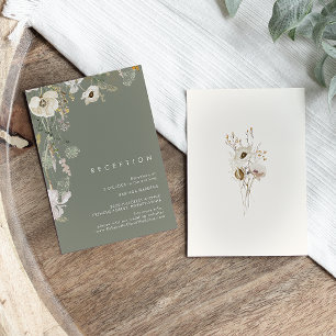 Carte D'accompagnement Fleur sauvage lunatique Sage Green Mariage Récepti