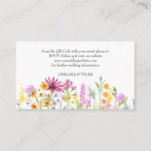 Carte D'accompagnement Fleur sauvage Meadow Online RSVP QR Code Mariage (Dos)