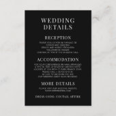 Carte D'accompagnement Fleur sauvage noir simple rustique détails mariage (Devant)