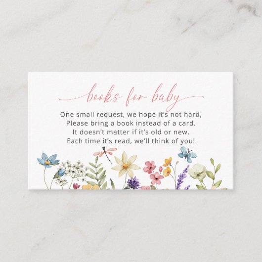 Carte D'accompagnement Fleur sauvage Papillon Baby shower Livres pour béb (Devant)