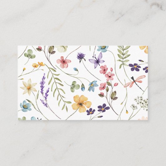 Carte D'accompagnement Fleur sauvage Papillon Jardin tombole (Dos)