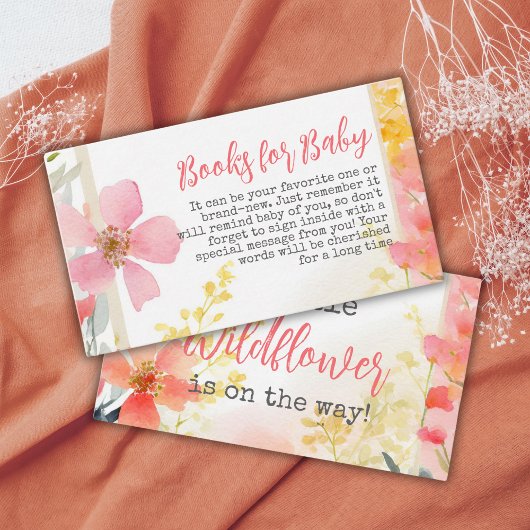 Carte D'accompagnement Fleur sauvage Peach Floral Book pour Baby shower G