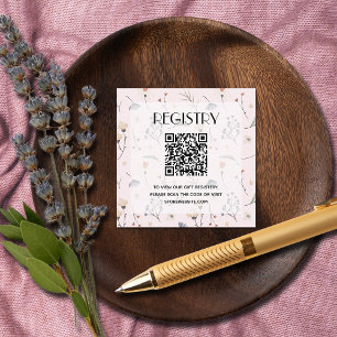 Carte D'accompagnement Fleur sauvage Pink Girl Baby shower Registre QR Co