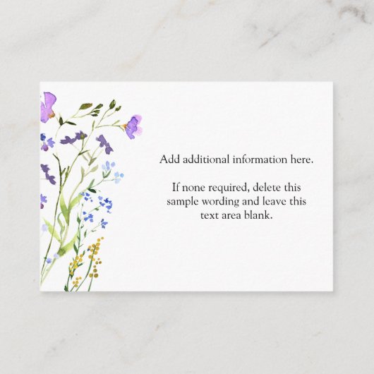 Carte D'accompagnement Fleur sauvage pourpre Créez votre propre blanc (Dos)