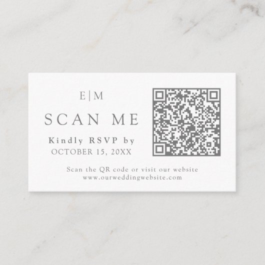 Carte D'accompagnement Fleur sauvage QR Code Monogramme Site Web Mariage  (Devant)