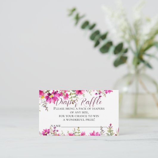 Carte D'accompagnement Fleur sauvage rose Baby shower Déchets Raffle (Debout devant)