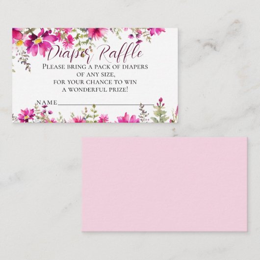 Carte D'accompagnement Fleur sauvage rose Baby shower Déchets Raffle (Devant / Derrière)