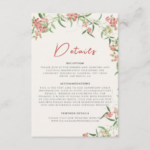 Carte D'accompagnement Fleur sauvage rose Rose Spring Garland Mariage