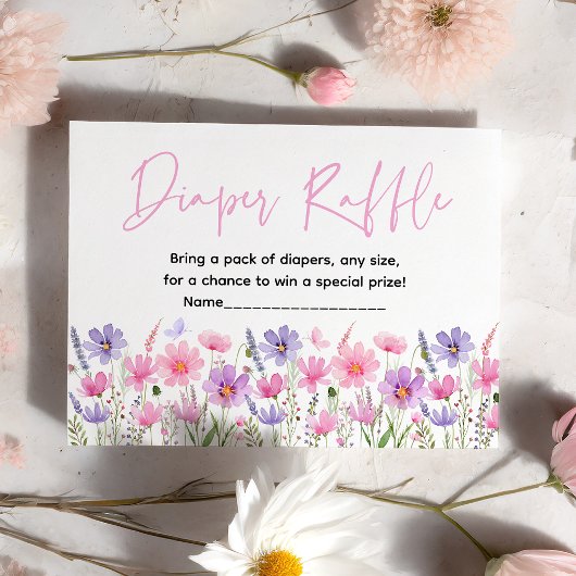 Carte D'accompagnement Fleur sauvage rose violet Baby shower Déchets Raff