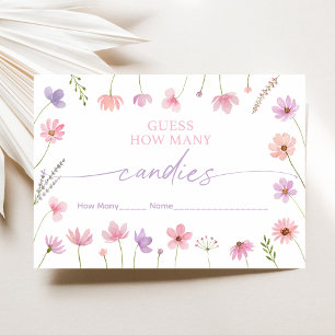 Carte D'accompagnement Fleur sauvage rose violet Devine Combien De Jeu De