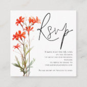 Carte D'accompagnement Fleur sauvage rouge Script QR Code Mariage RSVP (Devant)