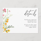 Carte D'accompagnement Fleur sauvage RSVP Mariage QR CODE Détails sur le  (Dos)