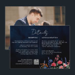 Carte D'accompagnement Fleur sauvage Rustic Boho Floral Navy Détails du M<br><div class="desc">Célébrez votre amour avec cette carte de détails mariages vibrante avec un design fleur sauvage aquarelle dans les tons rose, violet et vert. Parfait pour les mariages de jardin, de printemps ou de style rustique, cet invitation d'inspiration nature allie délicats accents floraux à une typographie élégante, créant une touche fantaisiste...</div>