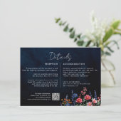 Carte D'accompagnement Fleur sauvage Rustic Boho Floral Navy Détails du M (Debout devant)