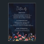 Carte D'accompagnement Fleur sauvage Rustic Boho Floral Navy Détails du M<br><div class="desc">Célébrez votre amour avec cette carte de détails mariages vibrante avec un design fleur sauvage aquarelle dans les tons rose, violet et vert. Parfait pour les mariages de jardin, de printemps ou de style rustique, cet invitation d'inspiration nature allie délicats accents floraux à une typographie élégante, créant une touche fantaisiste...</div>