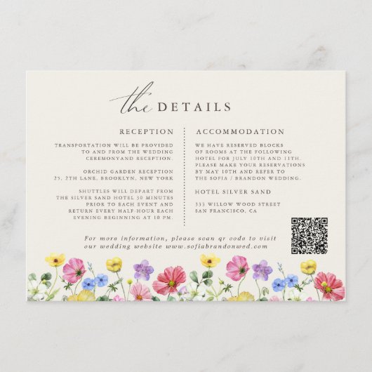 Carte D'accompagnement Fleur sauvage Rustic Chic Floral Mariage campagnar (Devant)
