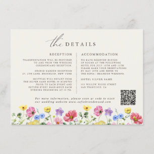 Carte D'accompagnement Fleur sauvage Rustic Chic Floral Mariage campagnar