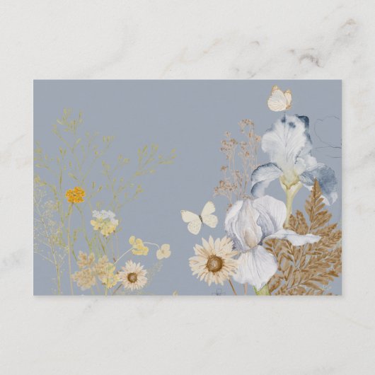 Carte D'accompagnement Fleur sauvage rustique Monogramme Dusty Blue Récep (Dos)