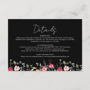 Carte D'accompagnement Fleur sauvage Rustique Pays Floral Jardin Mariage